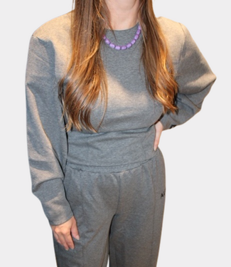 Alix the Label Fitted ballon sleeve top antracite mel