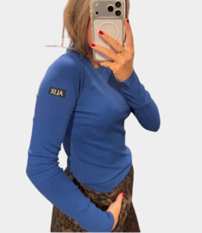 Alix the Label Rib longsleeve top dark blue