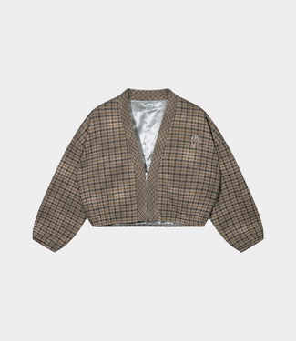 10Days check cardigan reversible champagne