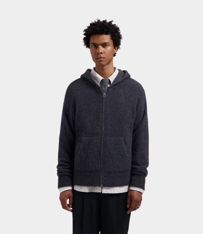 Olaf Olaf ZIP KNITTED HOODIE CHARCOAL M260709-CHARCOAL