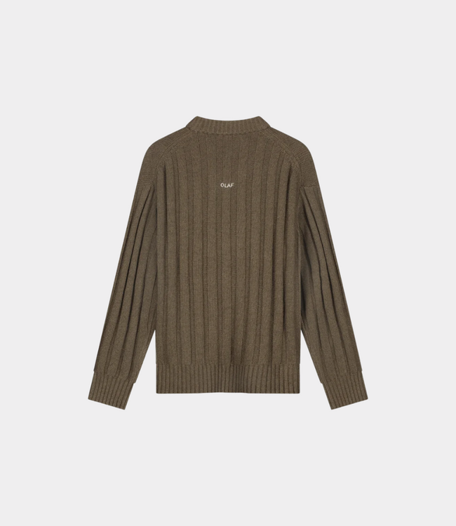 Olaf Olaf RIBBED KNITTED V-NECK CHOCOLATECHIP M260708-CHOCOLATECHIP