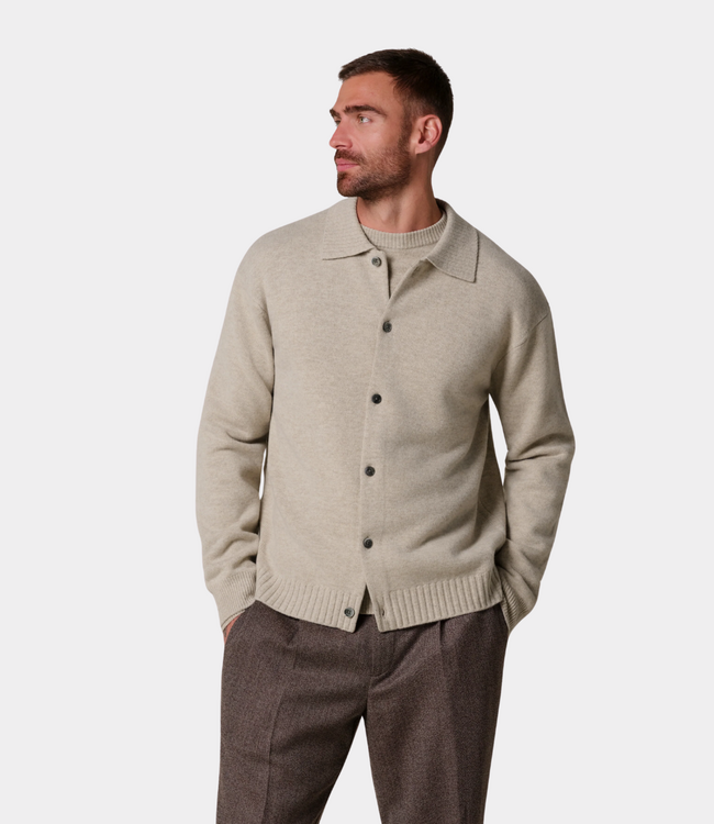 Profuomo Profuomo Cardigan full button beige PPXJ30054C