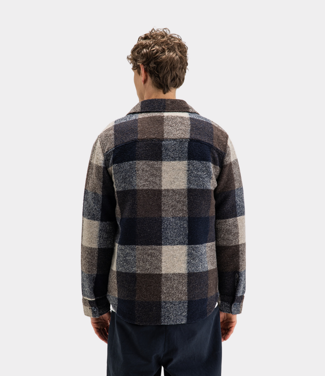 Butcher of Blue Vance Wool Check Overshirt Chestnut Brown