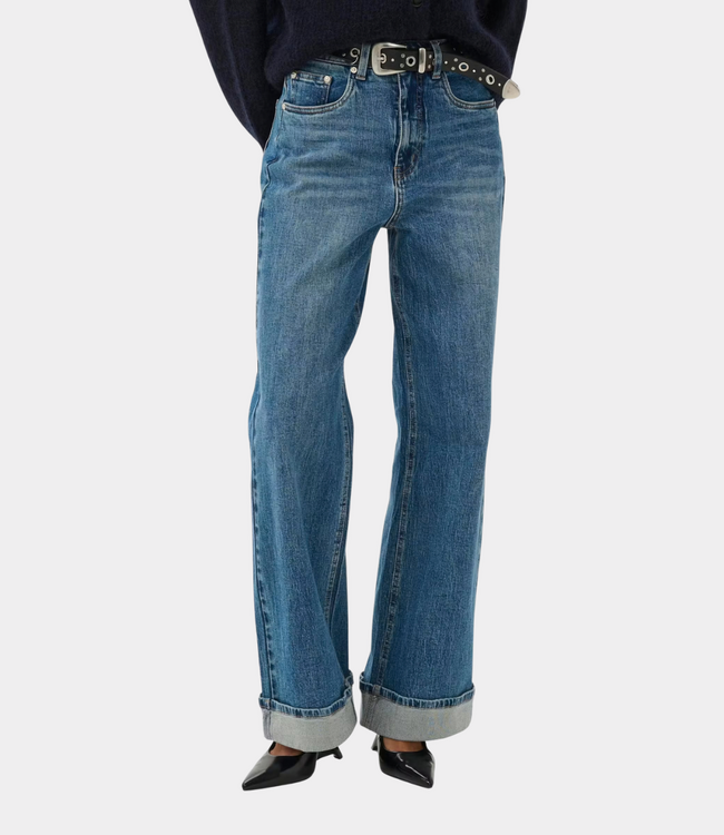 Gestuz GZsara HW wide jeans washed mid blue
