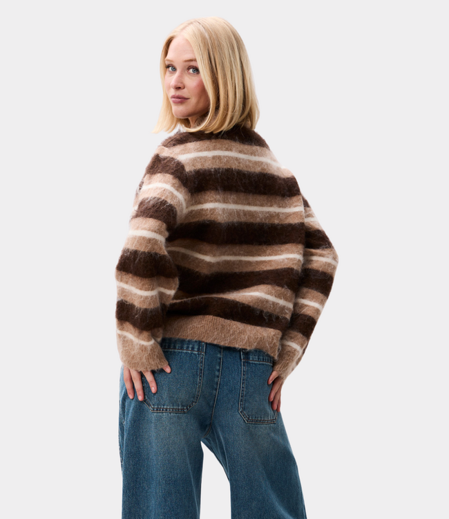 Catwalk Junkie Brushed striped knit caramel