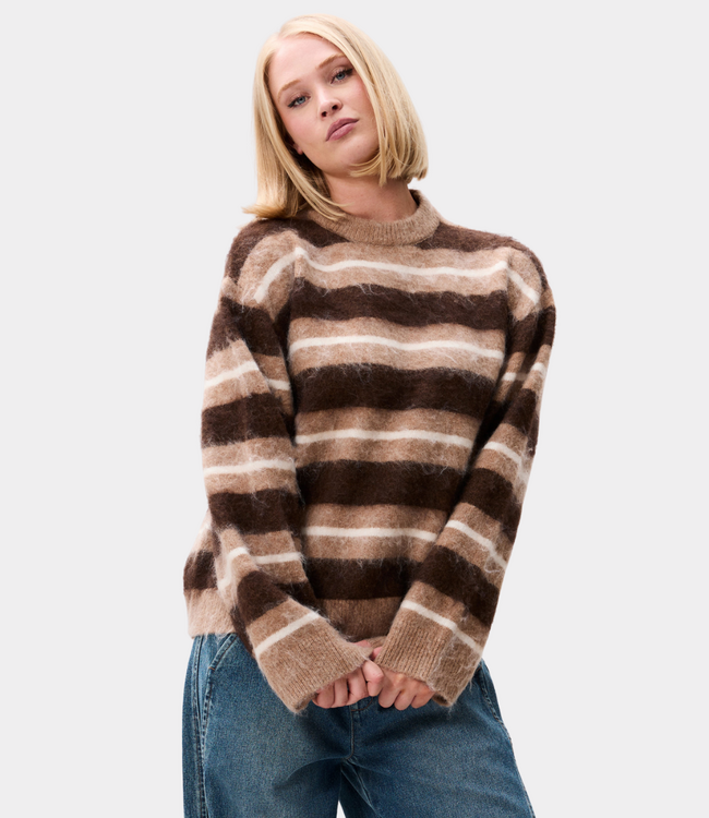Catwalk Junkie Brushed striped knit caramel