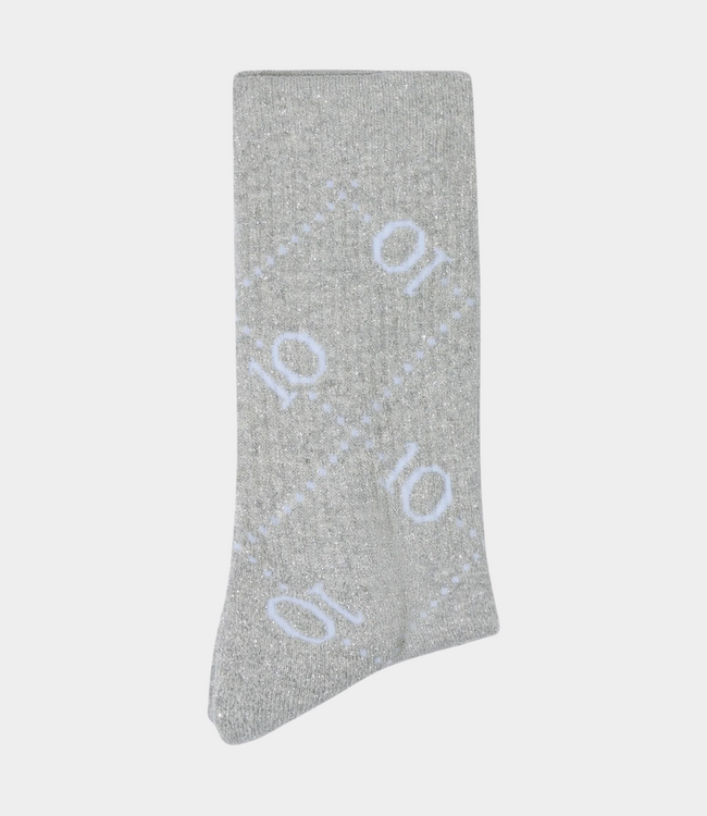 10Days long socks all over monogram light grey melee