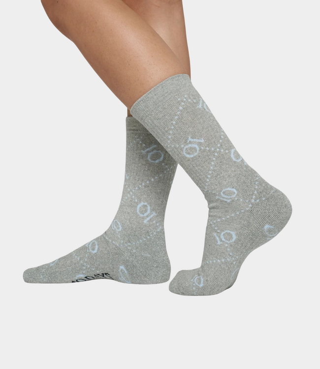 10Days long socks all over monogram light grey melee