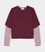 Catwalk Junkie Loose fit Tshirt with striped sleeves Merlot