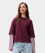 Catwalk Junkie Loose fit Tshirt with striped sleeves Merlot