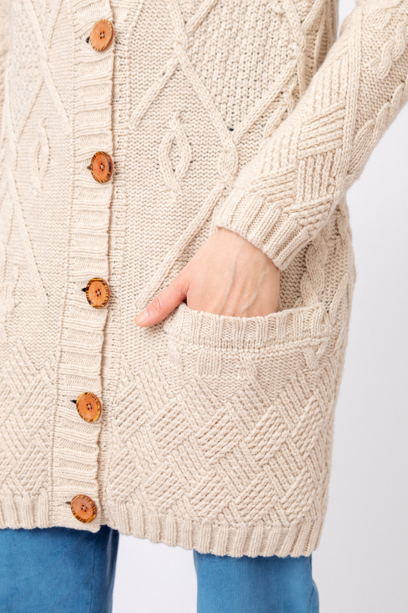 IVKO - V-Neck Coatigan Structure Pattern Off-White