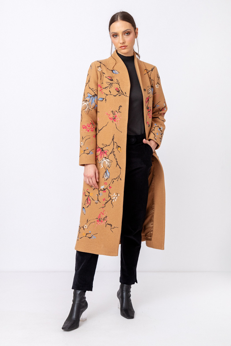 IVKO - Boiled Wool Coat with Embroidery Nougat