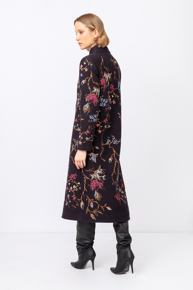 IVKO - Boiled Wool Coat with Embroidery Anthracite