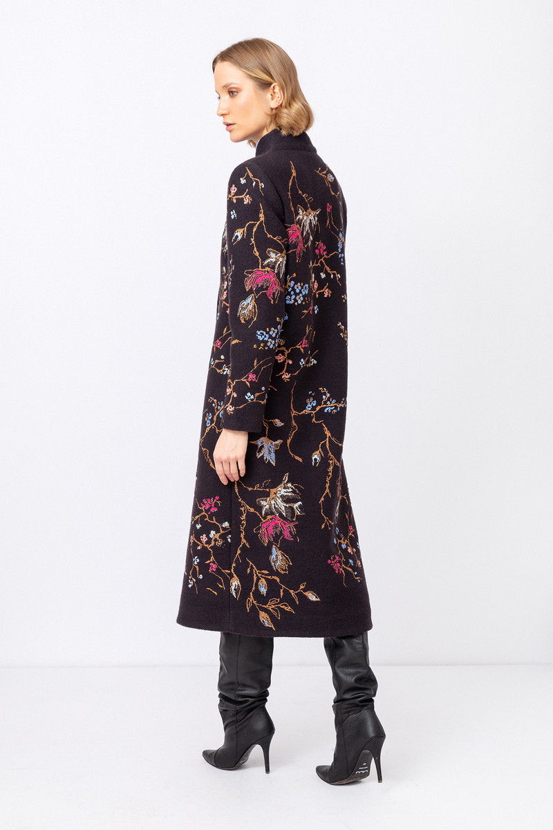 IVKO Outlet - Boiled Wool Coat with Embroidery Anthracite