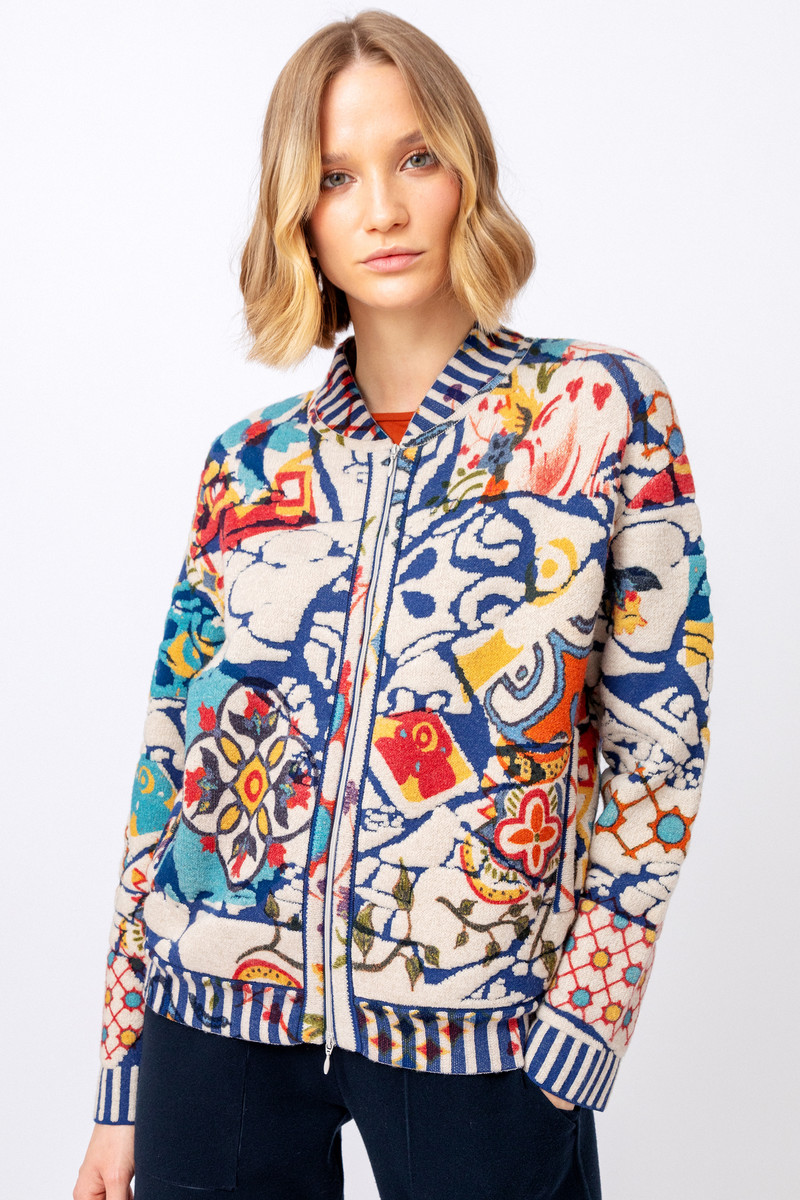 IVKO - Printed Bomber Jacket Trencar Pattern Off-White
