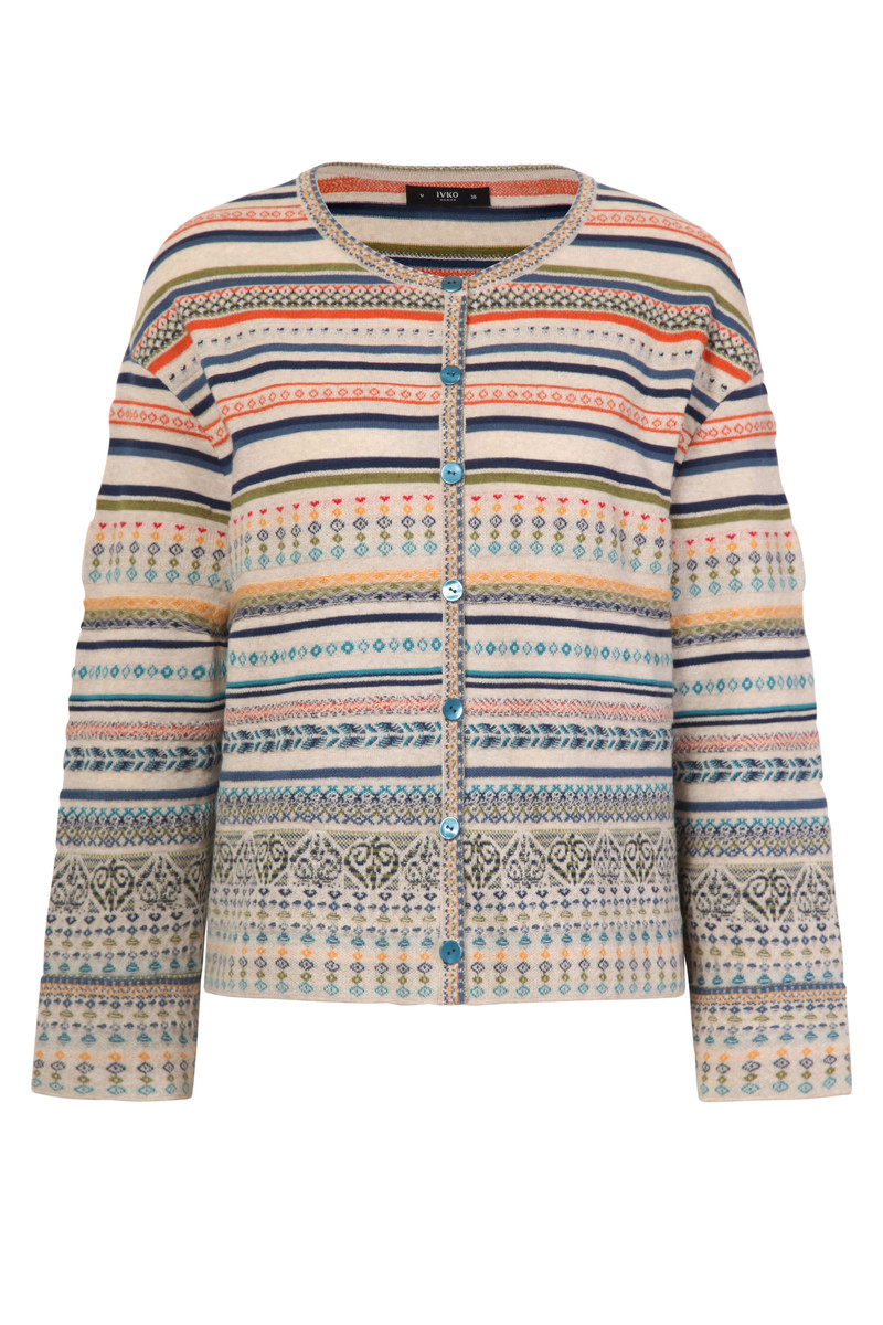 IVKO - Cardigan Geometric Pattern Off-White