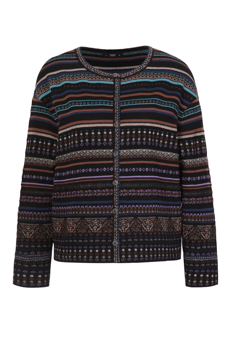 IVKO  - Cardigan Geometric Pattern Black