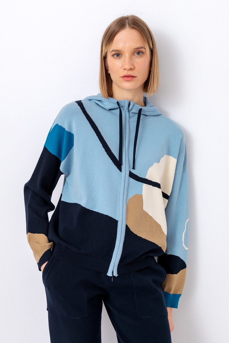 IVKO - Knitted Jacket with Intarsia Marine