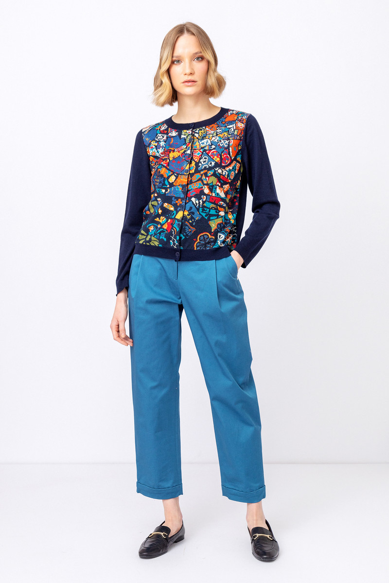 IVKO Outlet - Printed Cardigan Trencar Pattern Marine