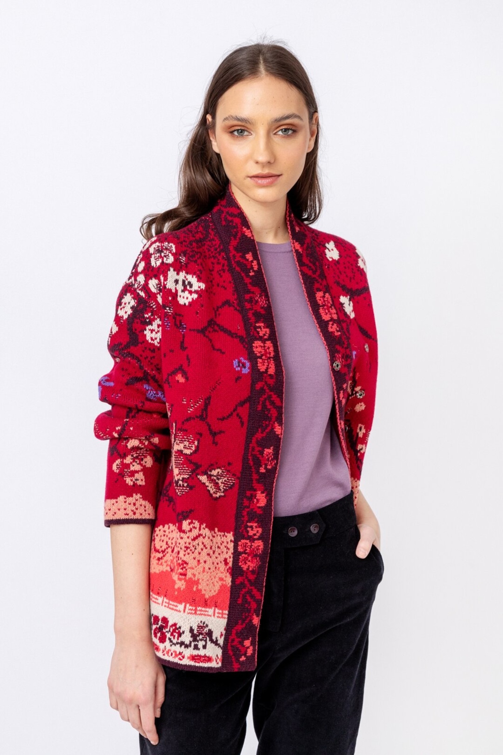 IVKO  Woman IVKO Outlet - Jacket Cherry Blossom Pattern Rosewood