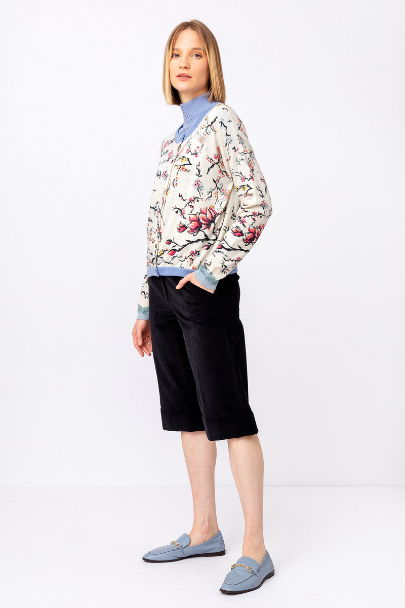 IVKO Outlet - Printed Cardigan Cherry Blossom Pattern Off-White