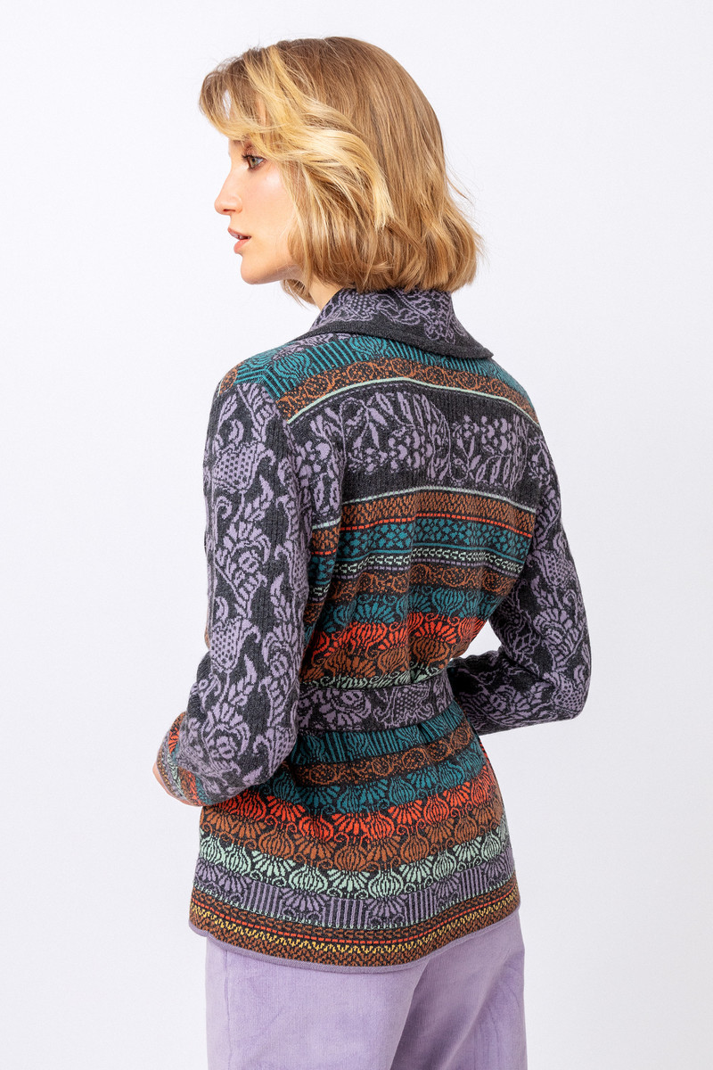 IVKO - V-Neck Jacket Grasset Floral Pattern Anthracite