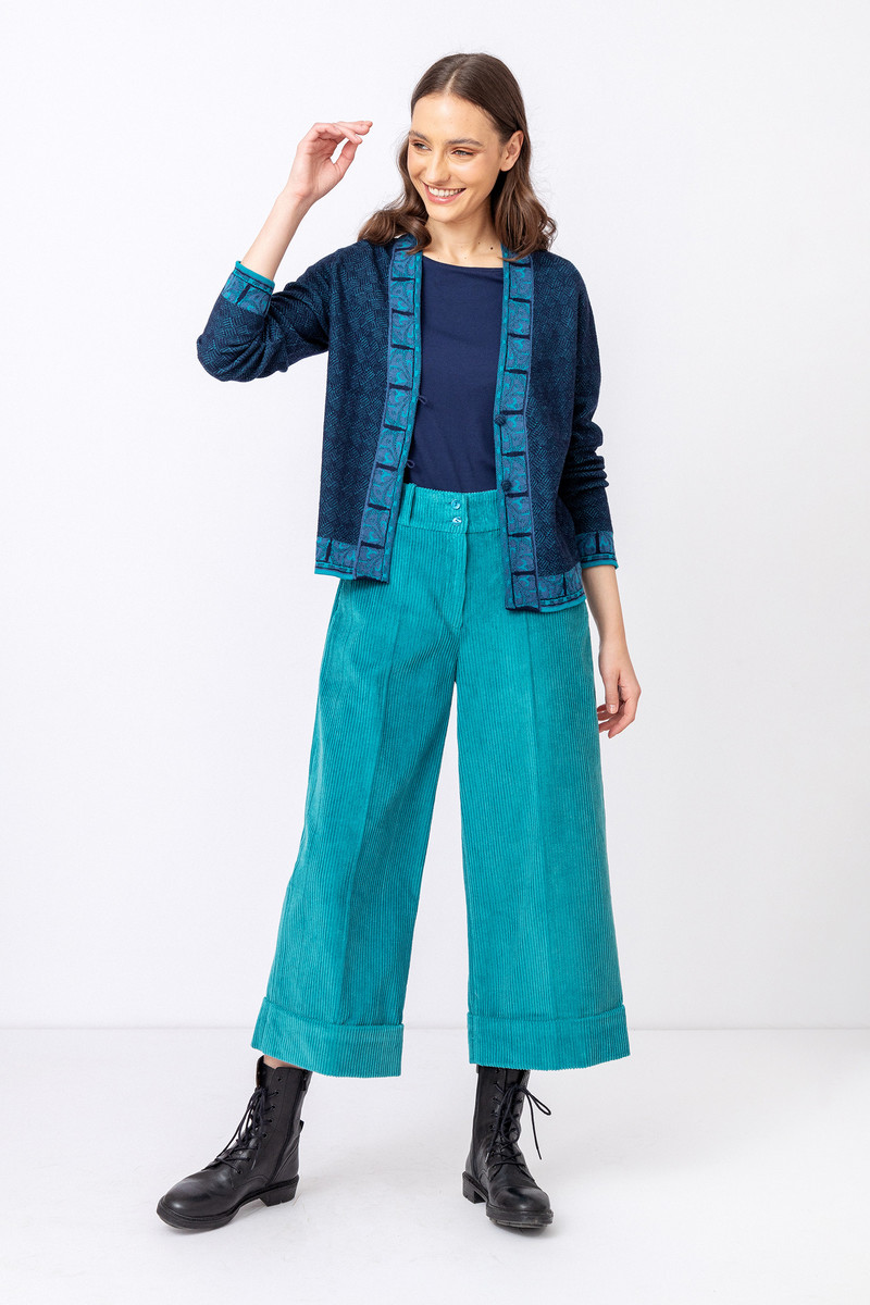 IVKO - V-Neck Cardigan Basketweave Pattern Marine