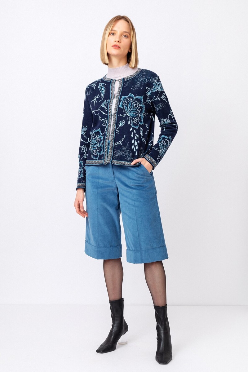 IVKO - Jacquard Cardigan Indigo Pattern Marine