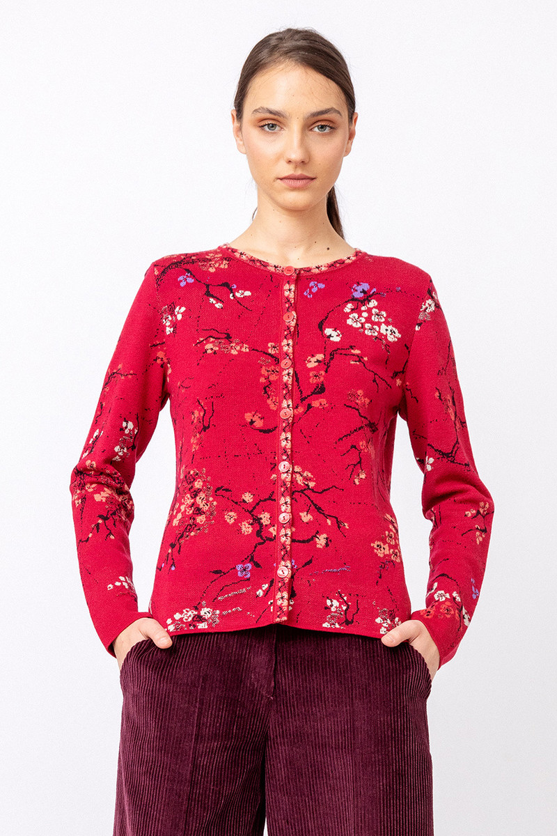 IVKO  - Cardigan Cherry Blossom Pattern Rosewood