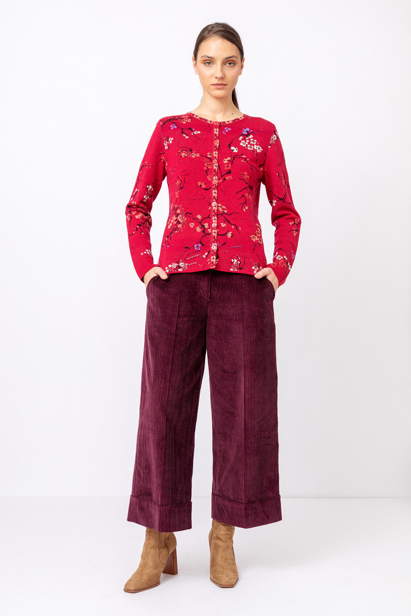 IVKO  - Cardigan Cherry Blossom Pattern Rosewood