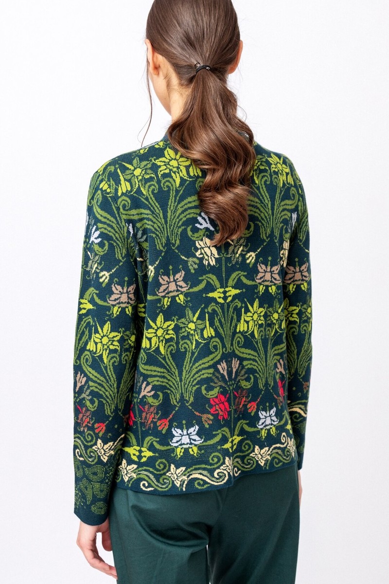 IVKO Outlet - Jacquard Jacket Grasset Floral Pattern Green
