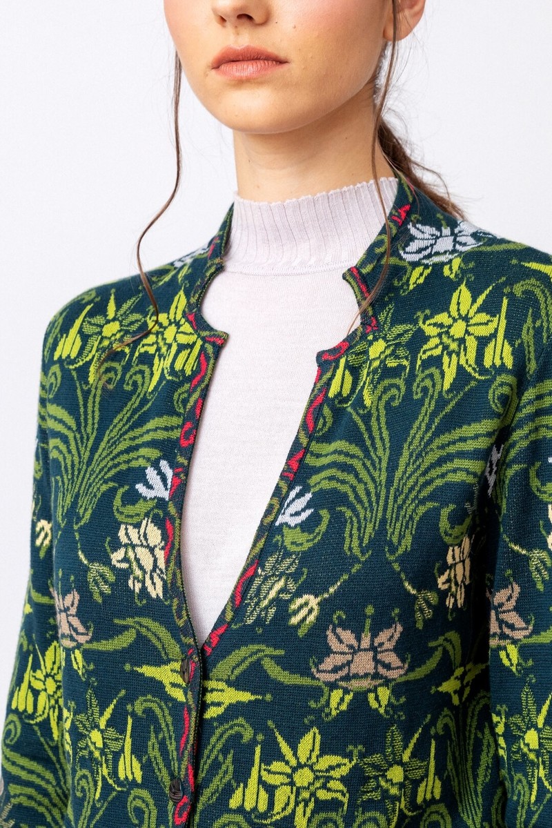 IVKO Outlet - Jacquard Jacket Grasset Floral Pattern Green