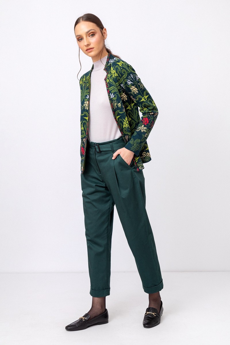 IVKO Outlet - Jacquard Jacket Grasset Floral Pattern Green