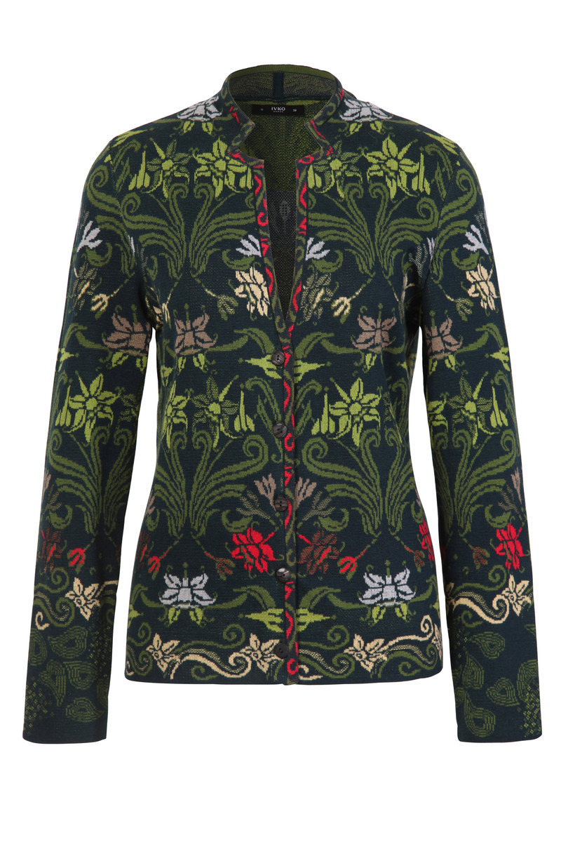 IVKO Outlet - Jacquard Jacket Grasset Floral Pattern Green