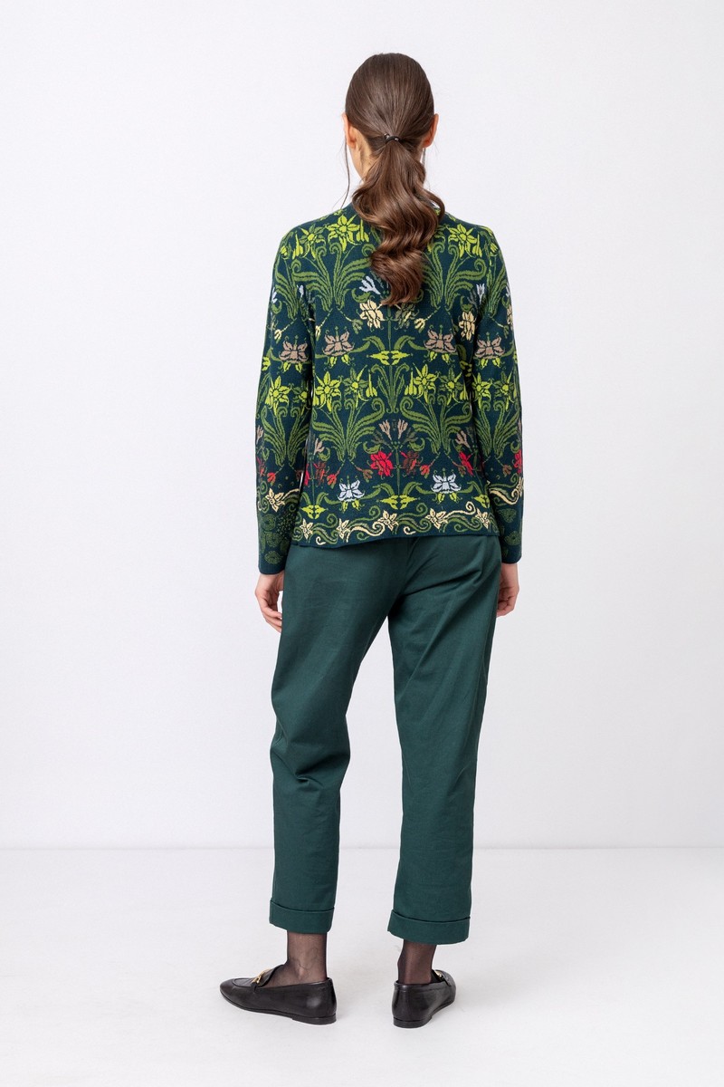 IVKO Outlet - Jacquard Jacket Grasset Floral Pattern Green