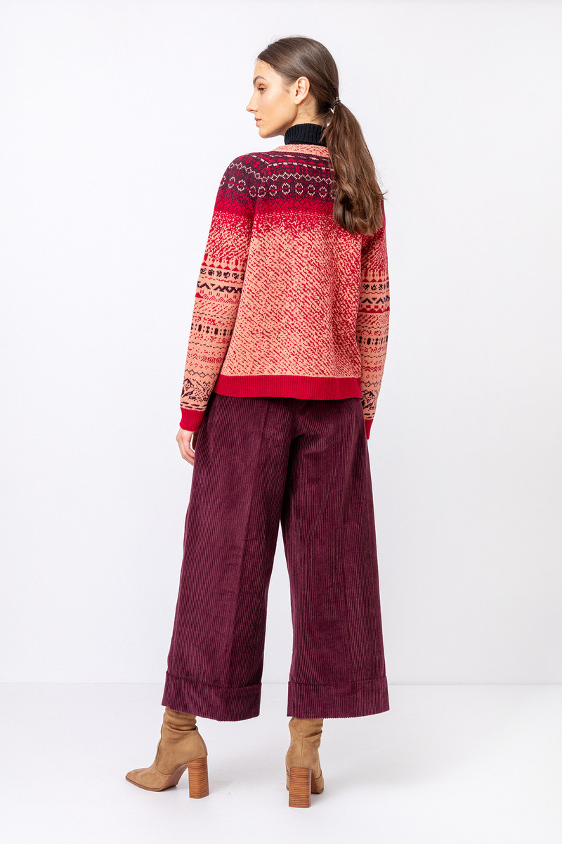 IVKO - V-Neck Jacket Geometric Pattern Rosewood