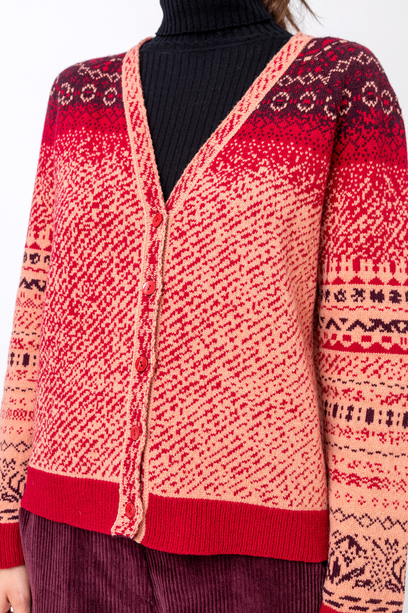 IVKO - V-Neck Jacket Geometric Pattern Rosewood