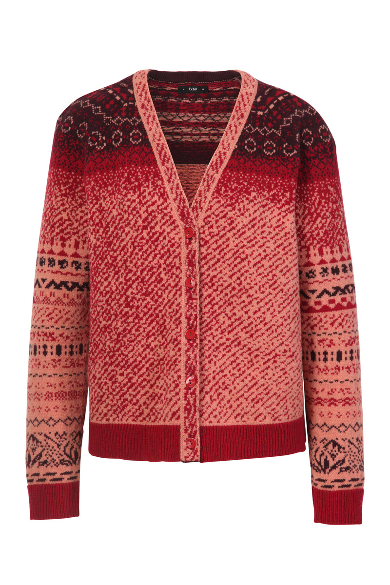 IVKO - V-Neck Jacket Geometric Pattern Rosewood