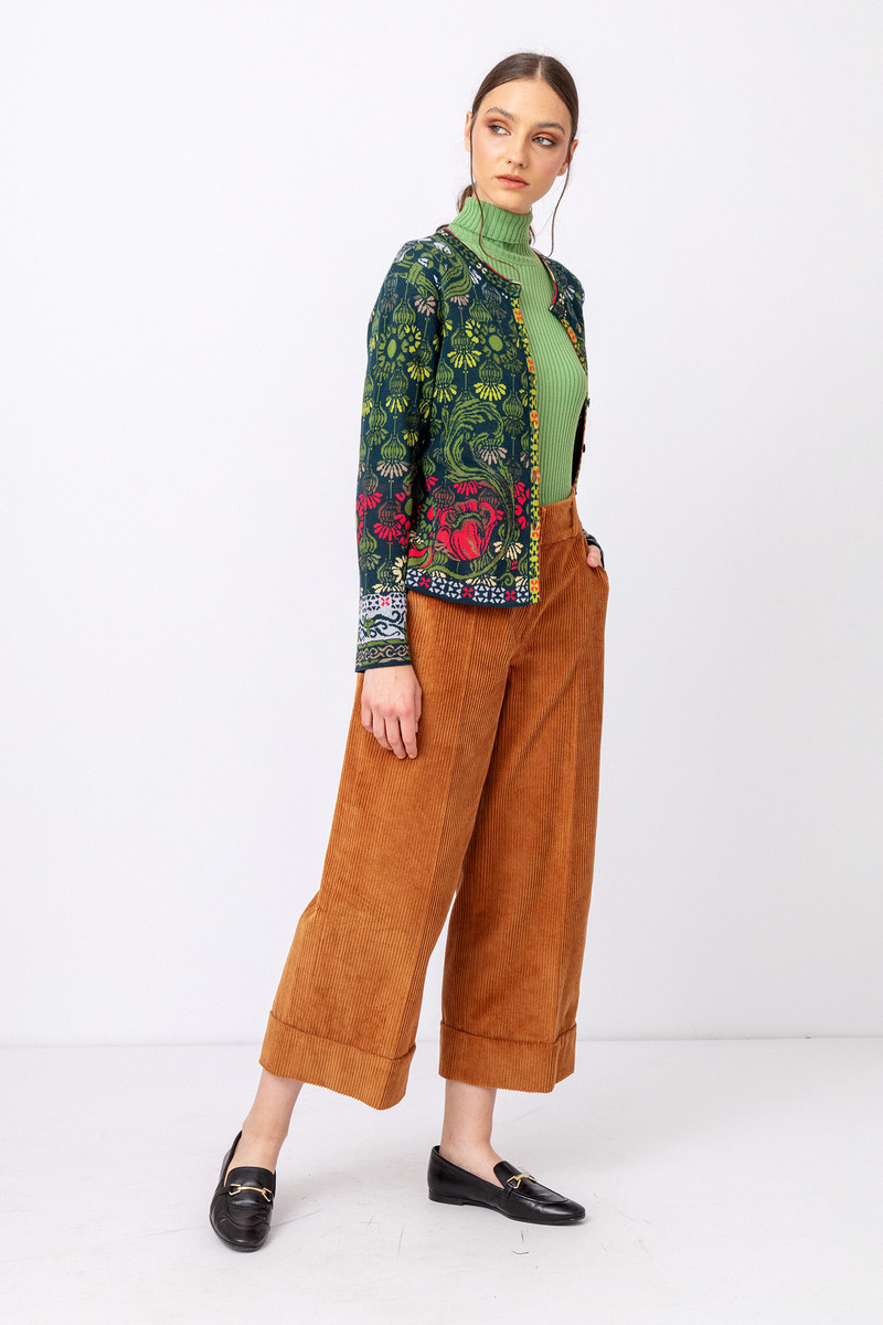 IVKO - Jacquard Cardigan Grasset Floral Pattern Green