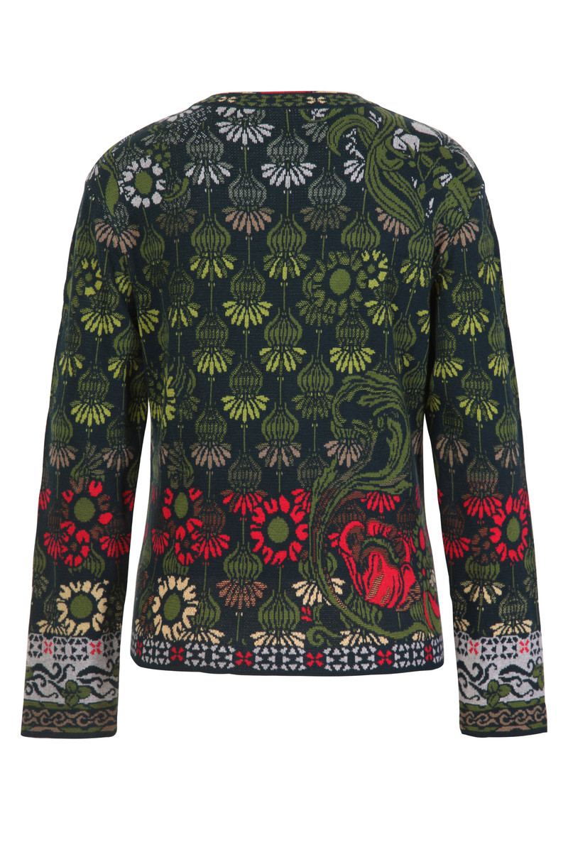 IVKO - Jacquard Cardigan Grasset Floral Pattern Green