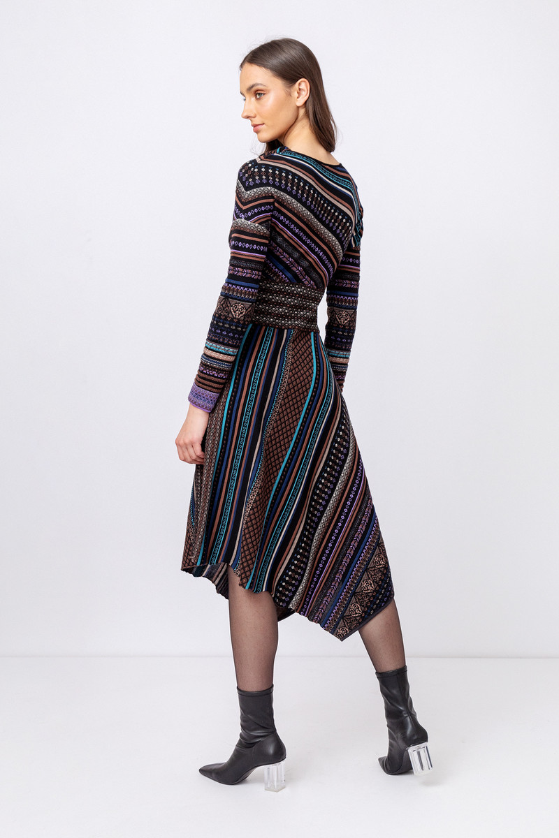 IVKO - Asymmetric Dress Geometric Pattern Black