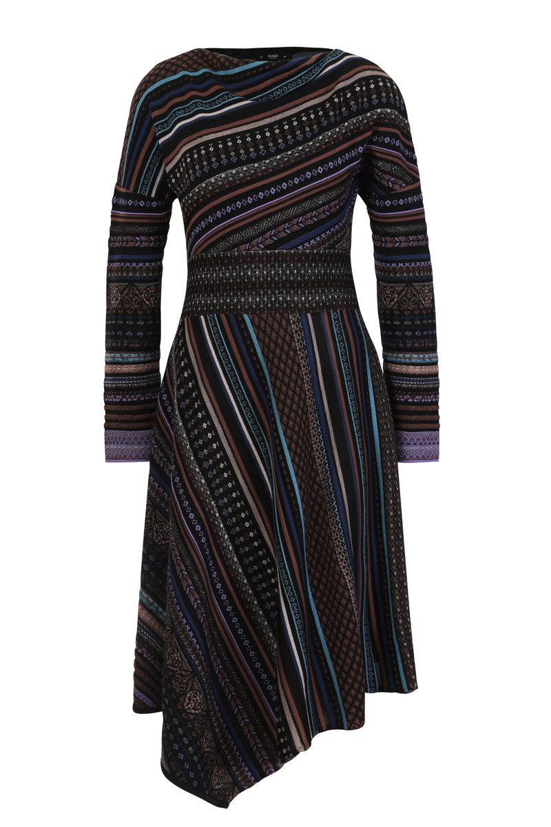 IVKO - Asymmetric Dress Geometric Pattern Black