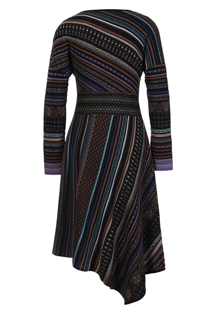 IVKO - Asymmetric Dress Geometric Pattern Black