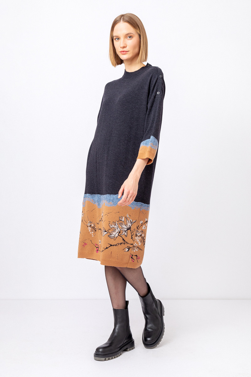 IVKO - Dress Cherry Blossom Pattern Anthracite
