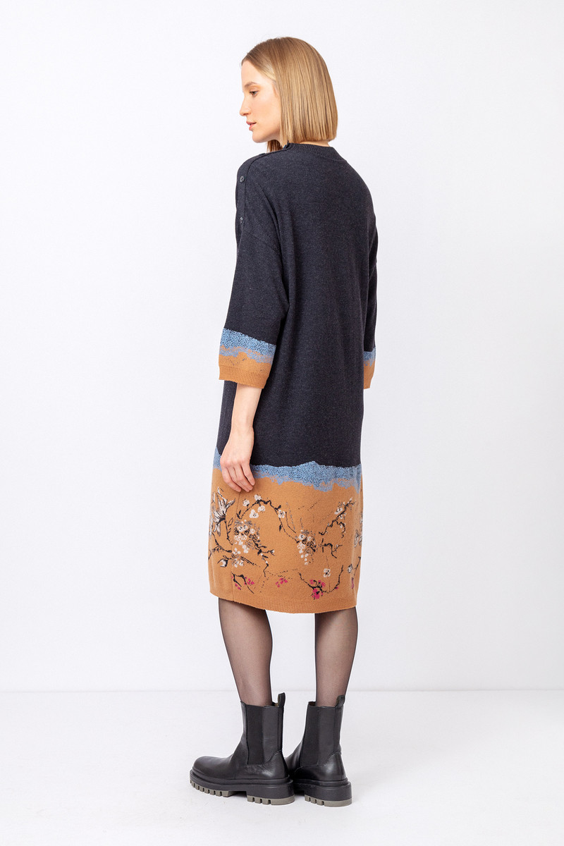 IVKO - Dress Cherry Blossom Pattern Anthracite