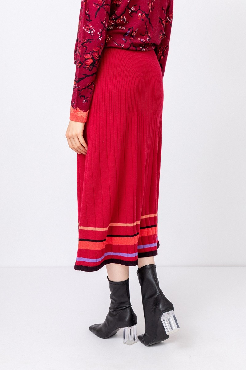 IVKO Outlet - Long Skirt with Ribs Rosewood