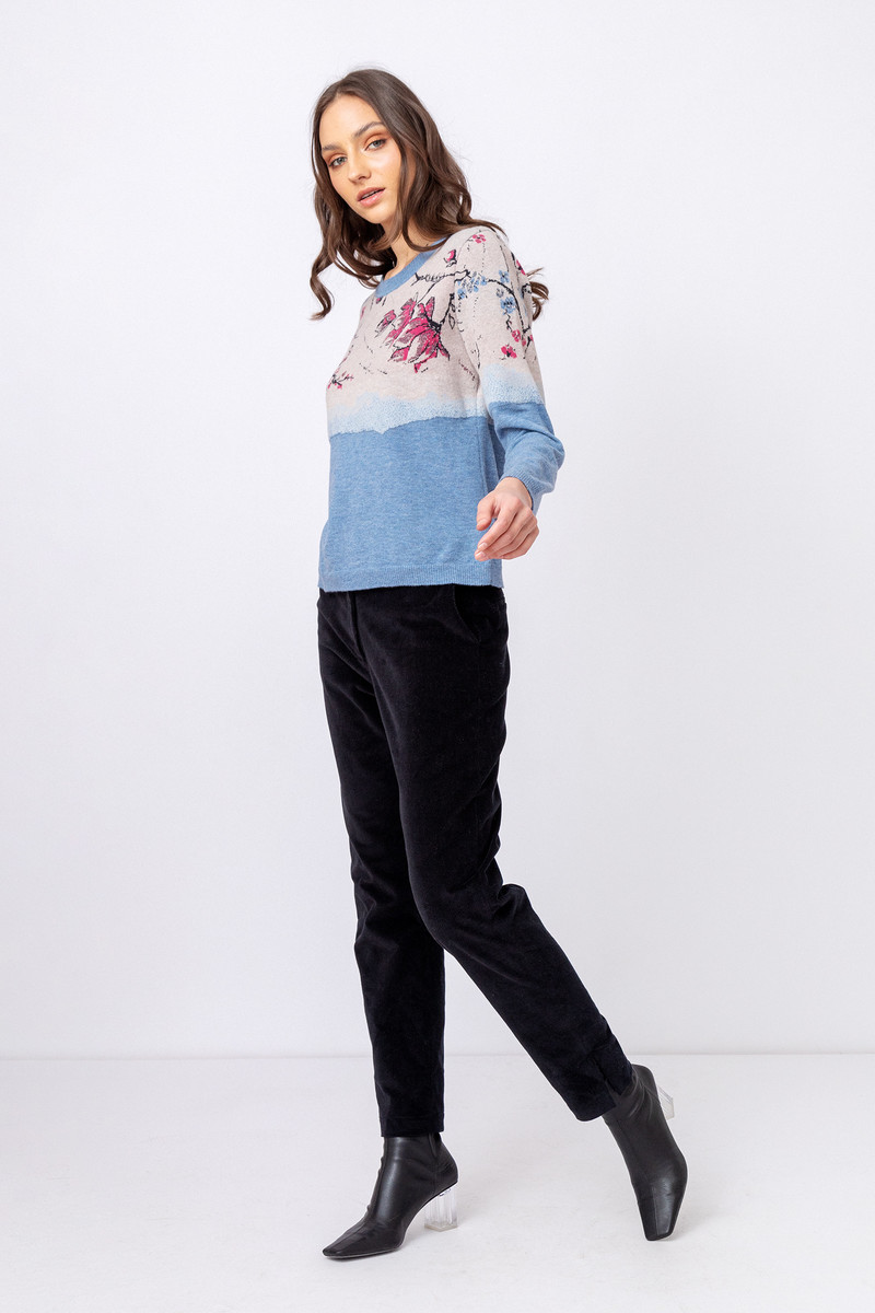 IVKO Outlet -Jacquard Pullover Cherry Blossom Pattern Sky