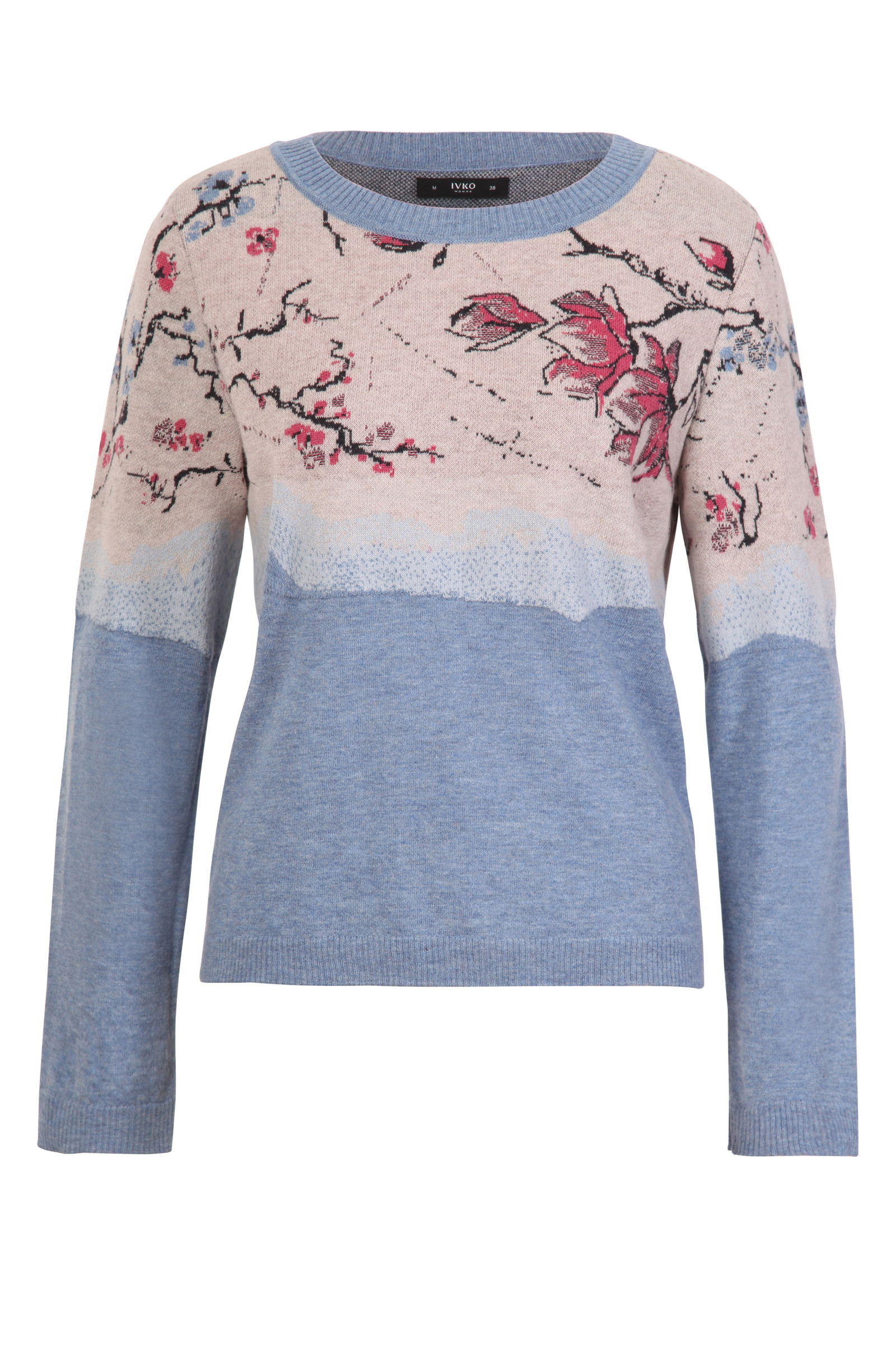 IVKO  Woman IVKO Outlet -Jacquard Pullover Cherry Blossom Pattern Sky