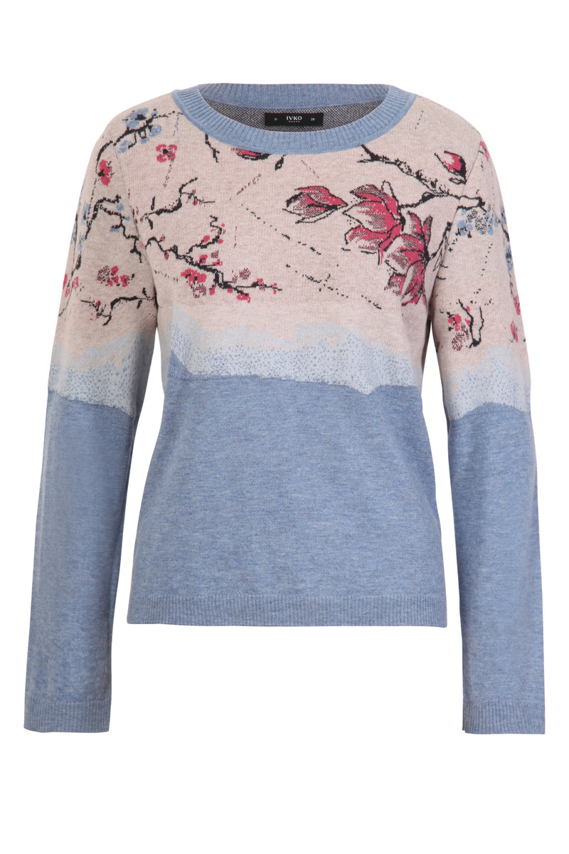 IVKO Outlet -Jacquard Pullover Cherry Blossom Pattern Sky