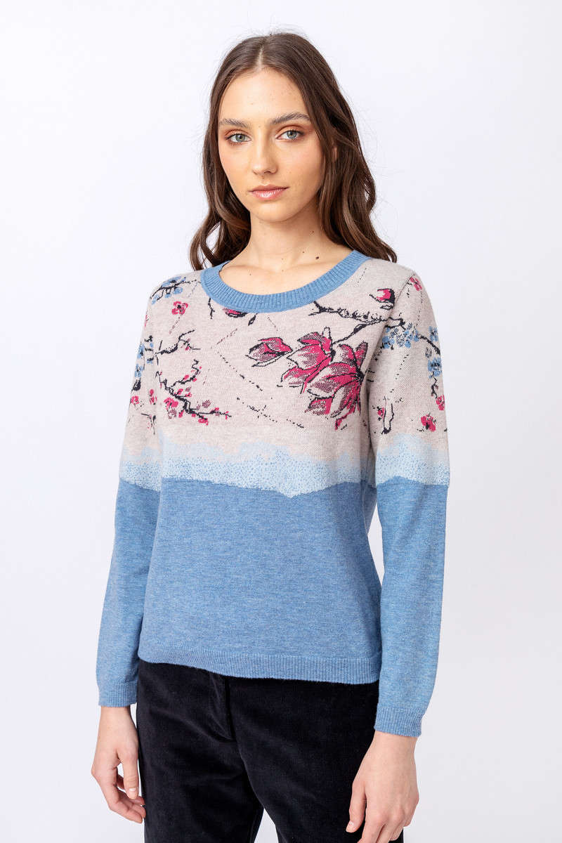 IVKO -Jacquard Pullover Cherry Blossom Pattern Sky